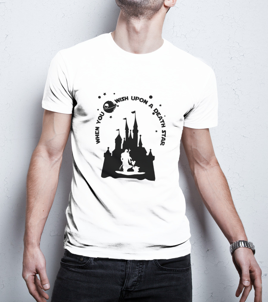 When You Wish Upon A Death Star Disney Castle Baby Yoda T-Shirt