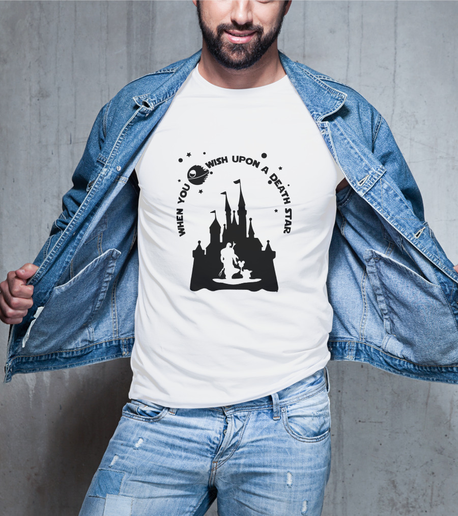 When You Wish Upon A Death Star Disney Castle Baby Yoda T-Shirt