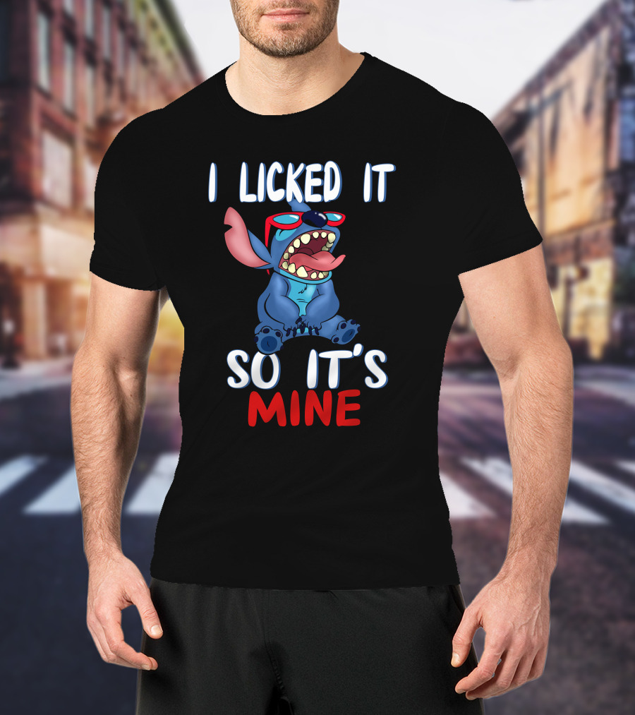 I Licked It So It's Mine Stitch Red Sunglasses T-Shirt