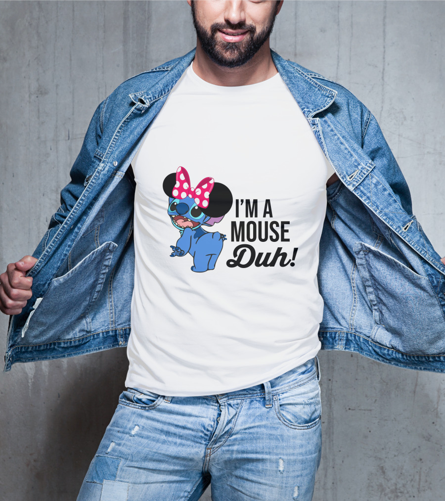 I'm A Mouse Duh Stitch Wearing Minnie Mouse Ears T-Shirt