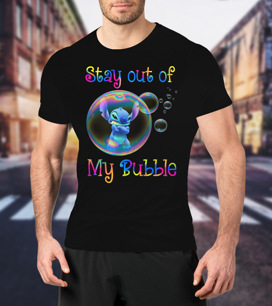 Stay Out Of My Bubble Stitch Rainbow Bubbles T-Shirt