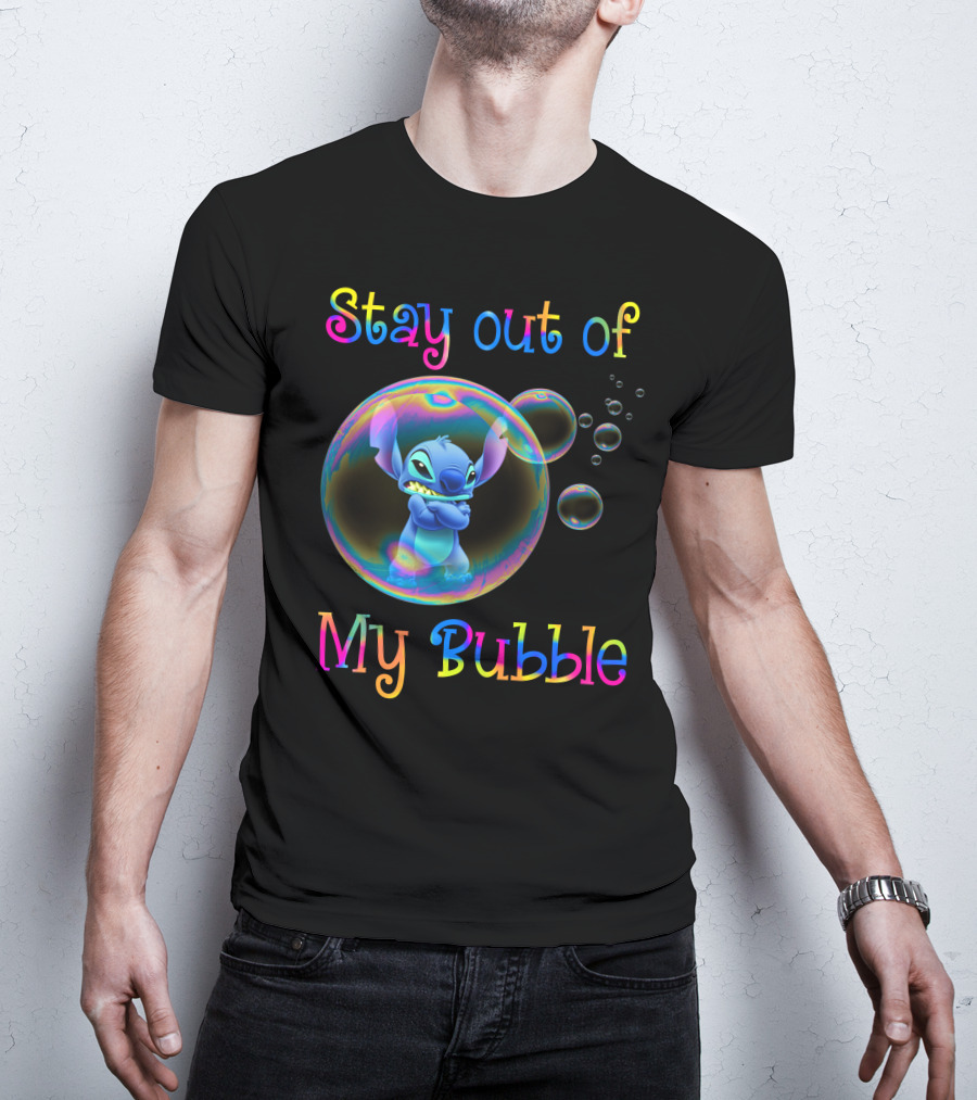 Stay Out Of My Bubble Stitch Rainbow Bubbles T-Shirt