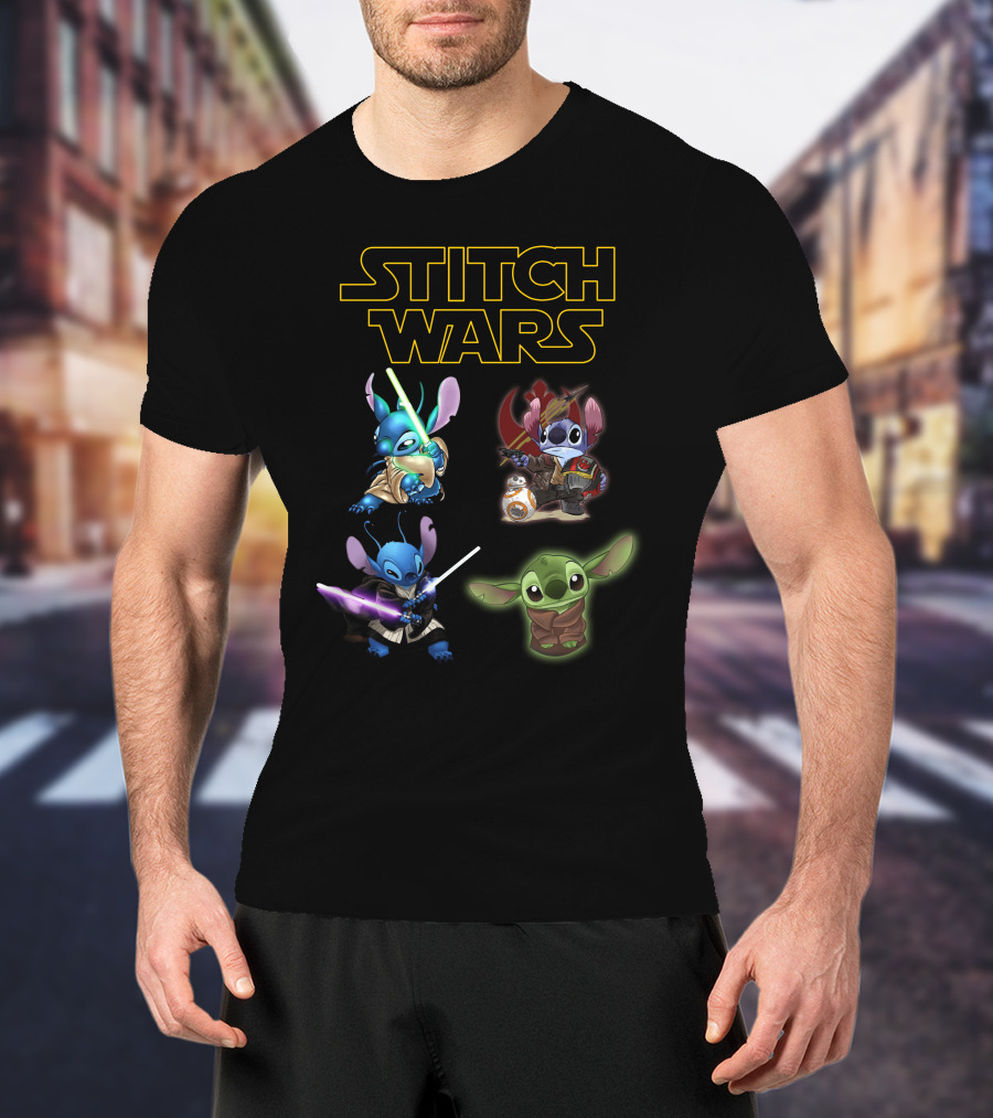 STITCH WARS Jedi Stitch And Baby Alien Crossover T-Shirt