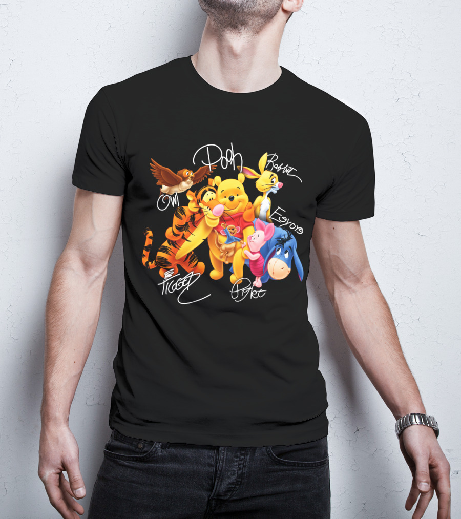 Pooh Tigger Piglet Eeyore Rabbit Owl Signature T-Shirt