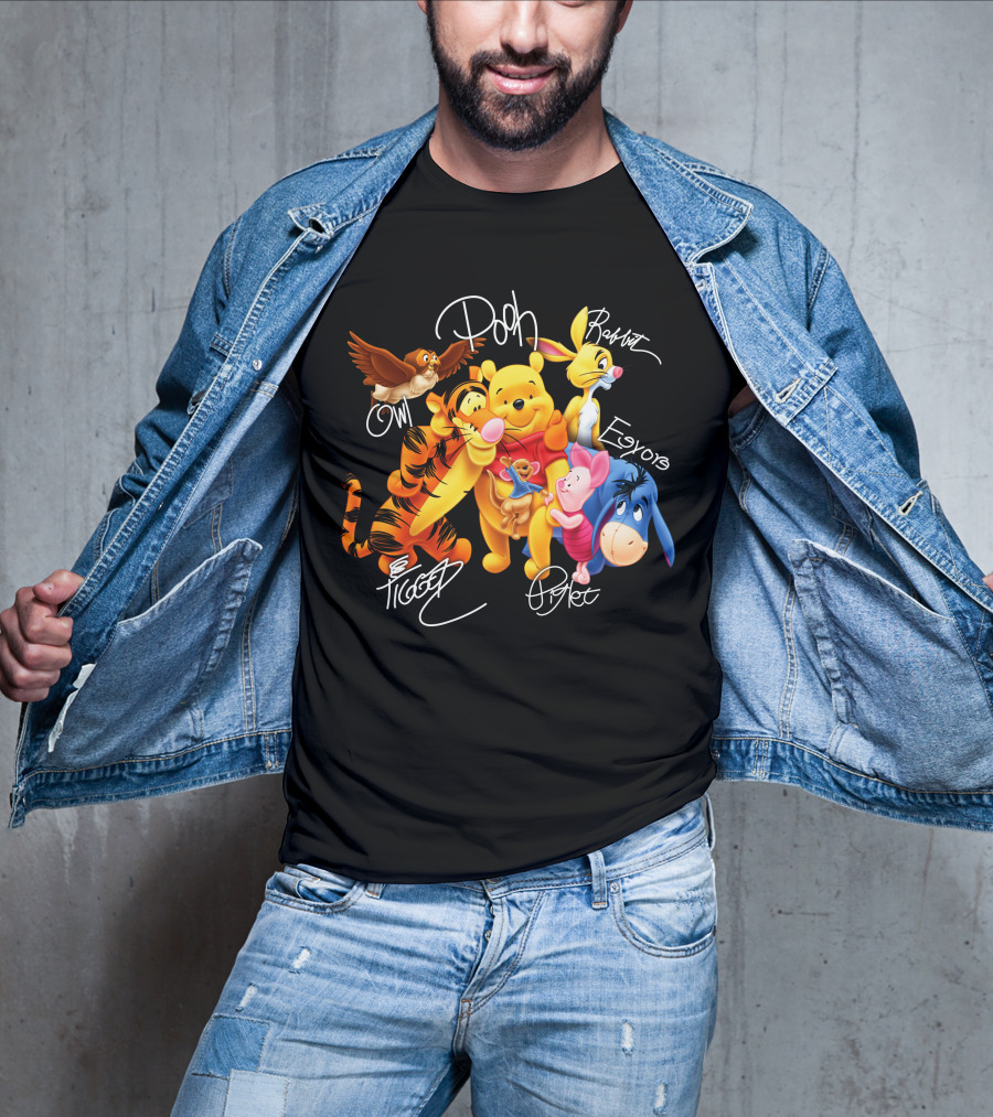 Pooh Tigger Piglet Eeyore Rabbit Owl Signature T-Shirt