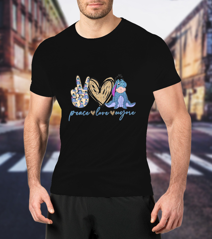 Peace Love Eeyore Peace Sign Heart T-Shirt