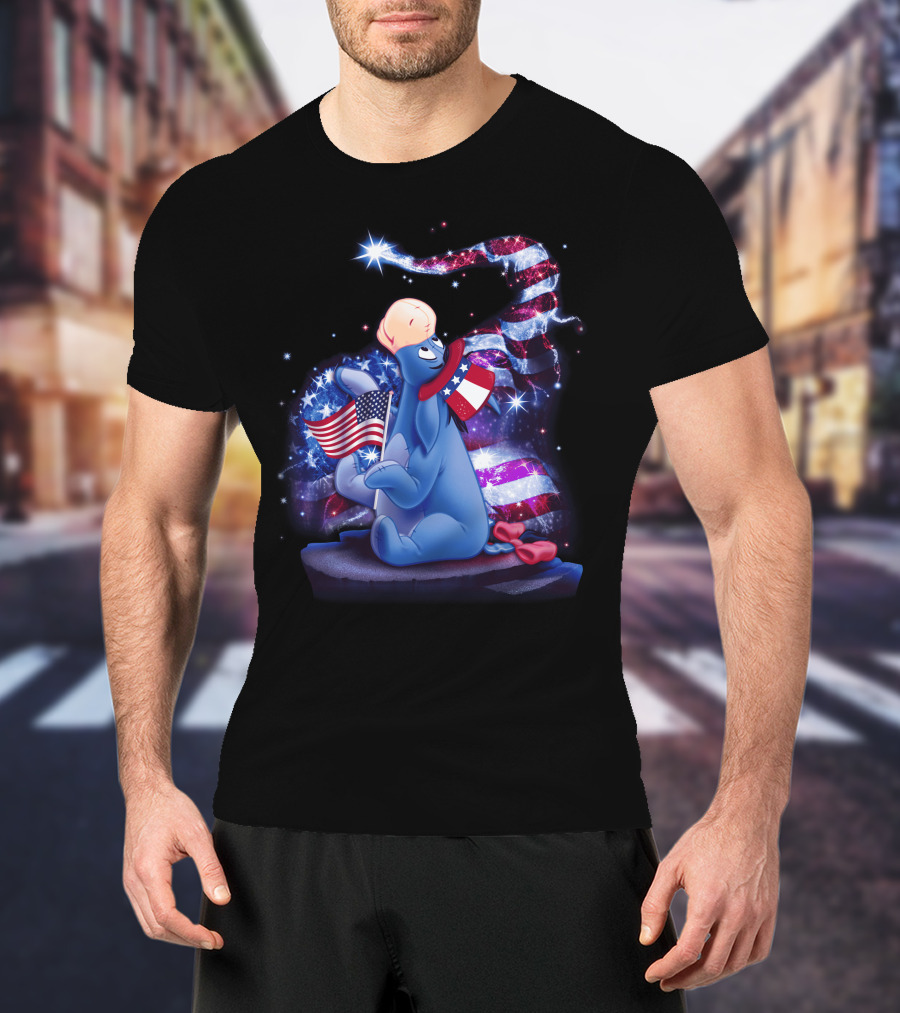 Eeyore Patriotic July Celebration With Stars And Stripes Elements T-Shirt