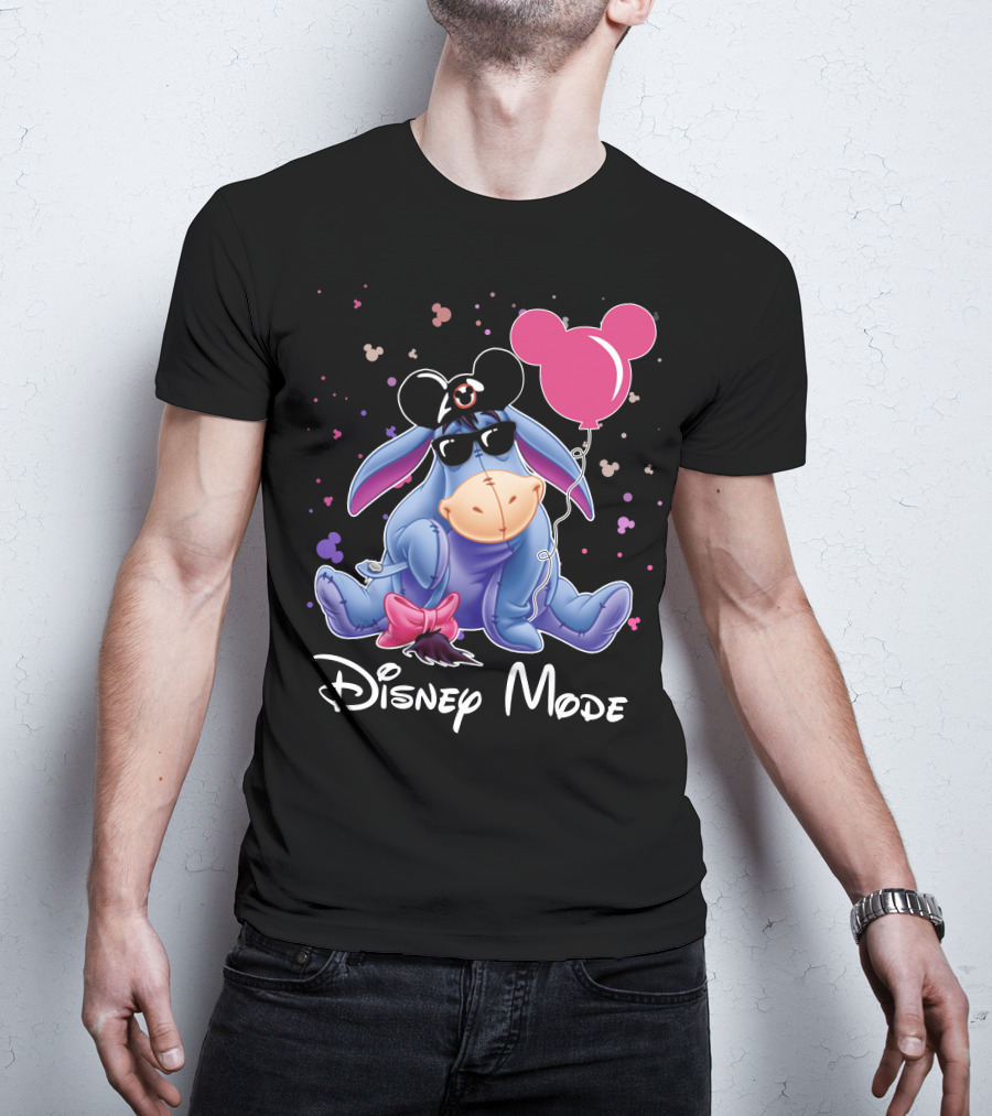 Disney Mode Eeyore With Mickey Balloon And Sunglasses T-Shirt
