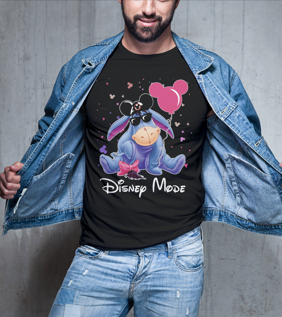 Disney Mode Eeyore With Mickey Balloon And Sunglasses T-Shirt