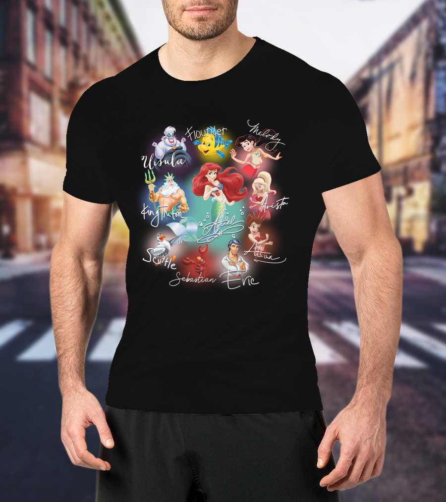 Ariel Signature Ursula Flounder Melody King Triton Sebastian Scuttle Eric Attina Arista T-Shirt