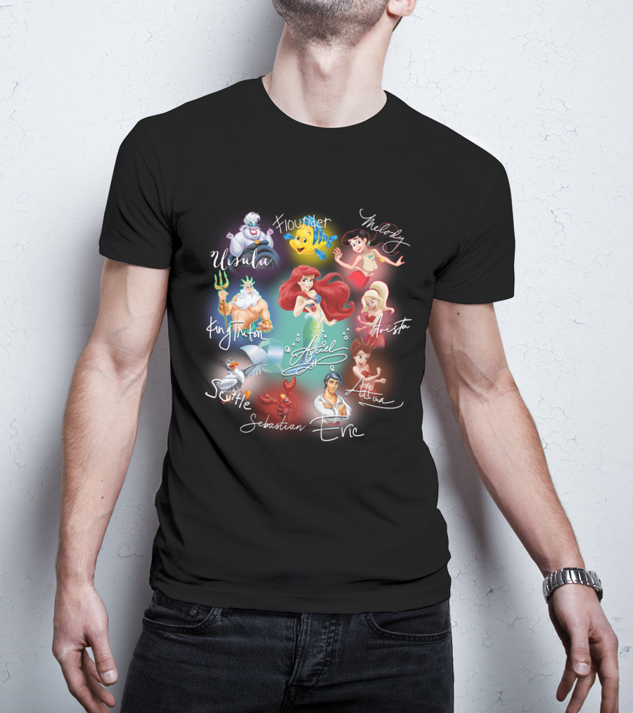 Ariel Signature Ursula Flounder Melody King Triton Sebastian Scuttle Eric Attina Arista T-Shirt