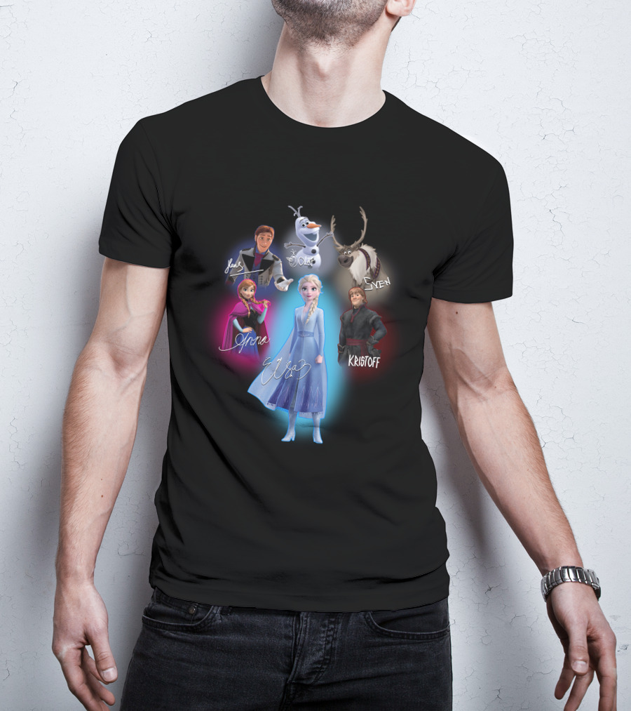Anna Elsa Kristoff Sven Olaf Hans Frozen Signatures T-Shirt