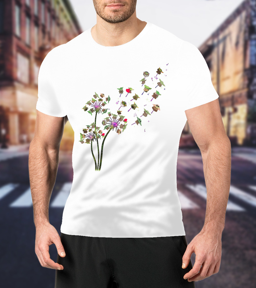 Baby Yoda Dandelion Grogu Star Wars Cute Whimsical Nature T-Shirt