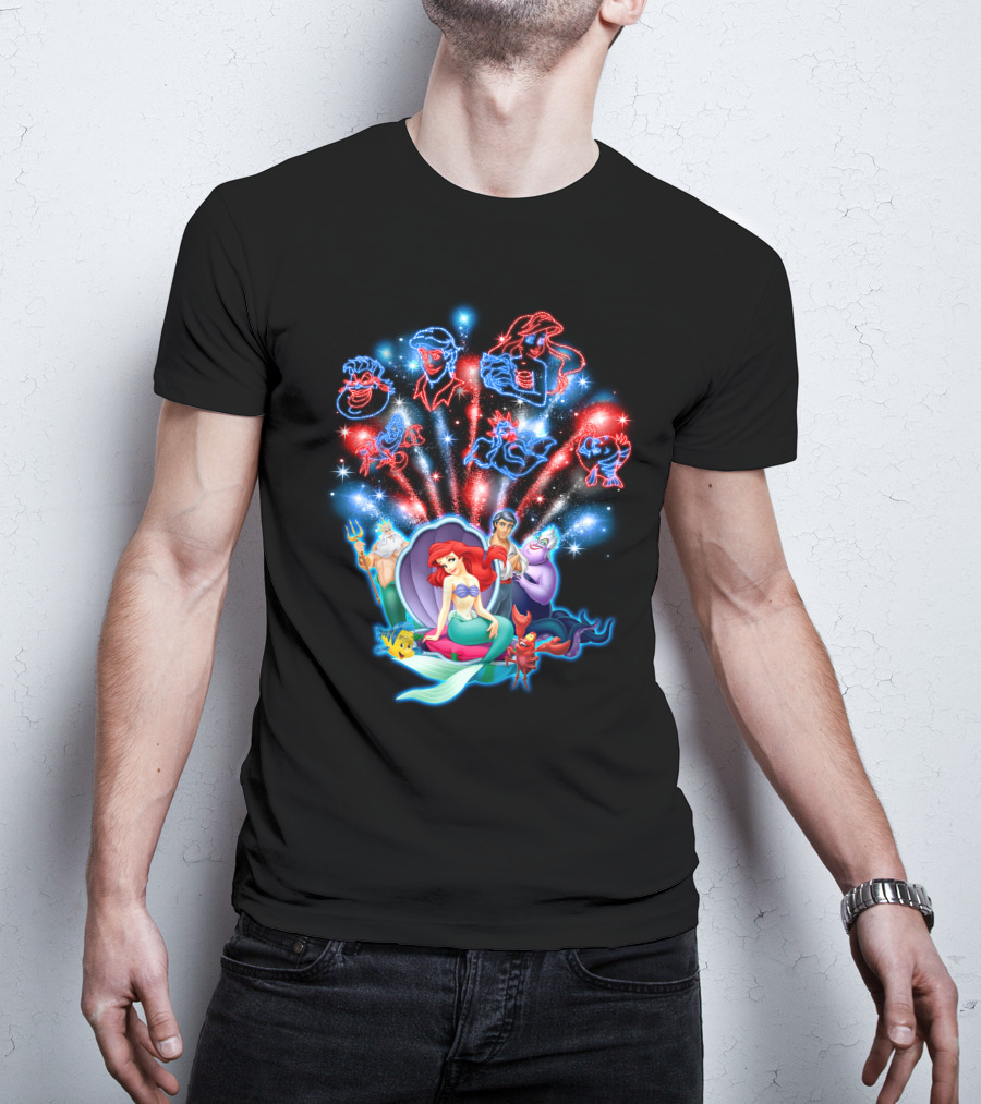 Ariel Firework Little Mermaid Characters Illuminated T-Shirt