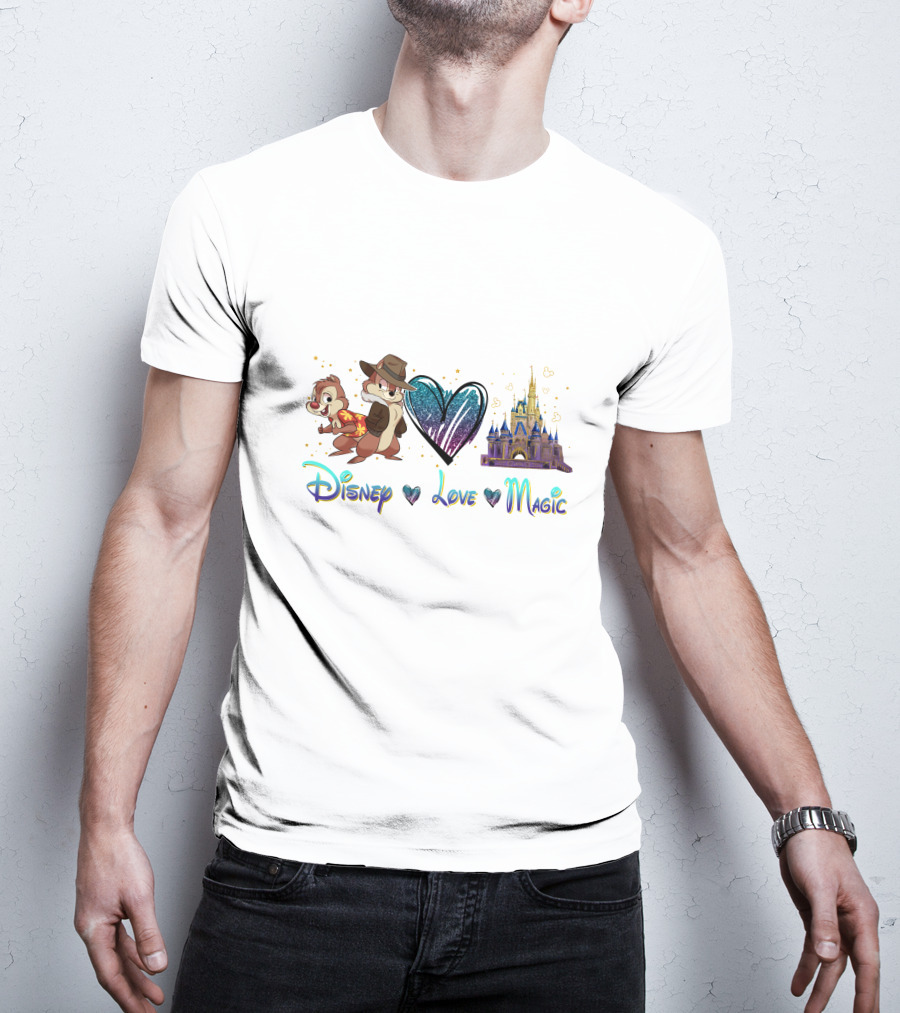 Disney Chip N Dale Love Magic Castle Heart T-Shirt