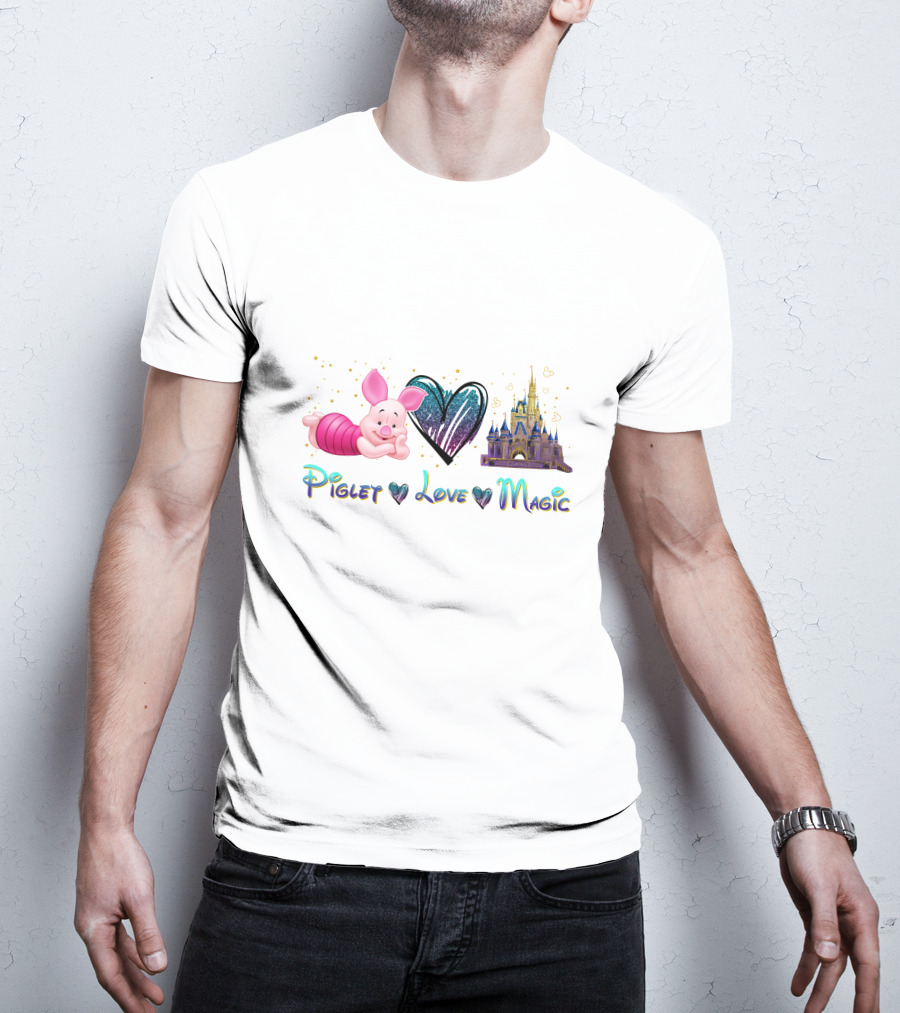 Piglet Heart Love Magic Castle Fantasy T-Shirt
