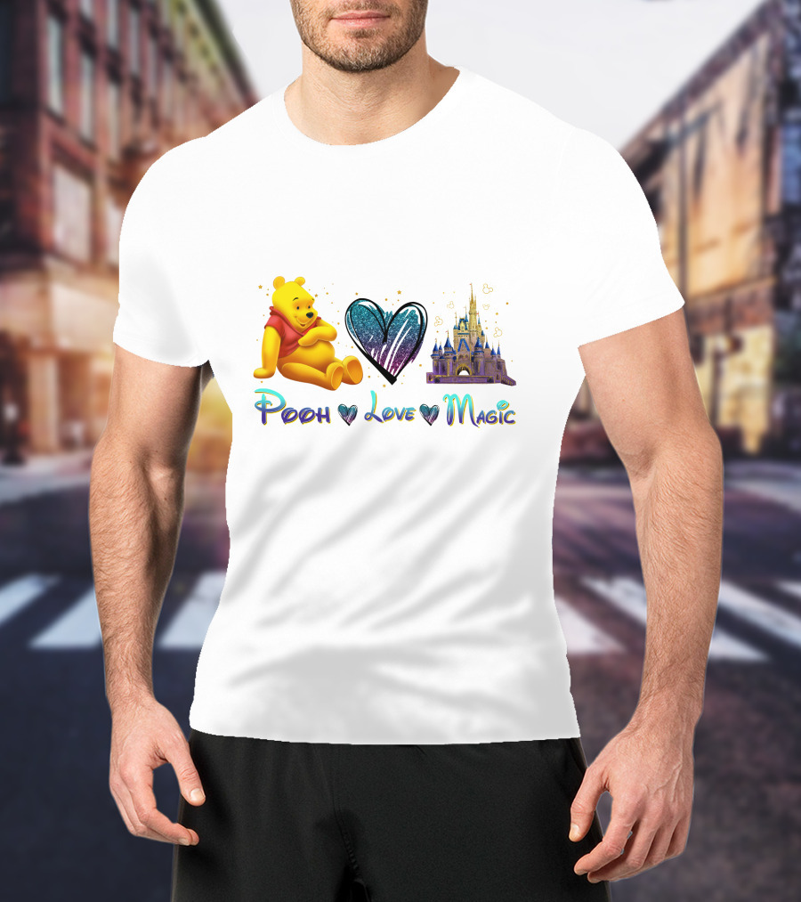 Pooh Love Magic Heart Castle Fantasy T-Shirt
