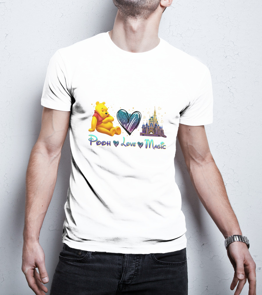 Pooh Love Magic Heart Castle Fantasy T-Shirt