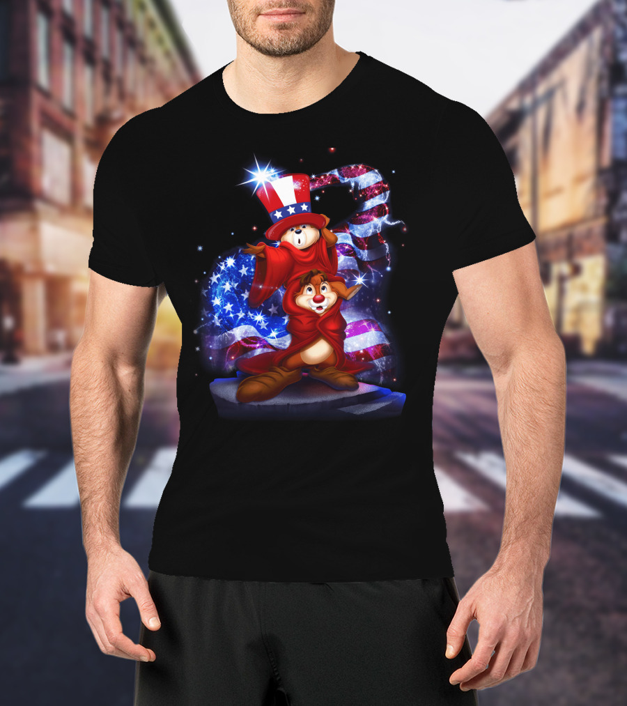 Chip N Dale Patriotic Stars And Stripes USA T-Shirt