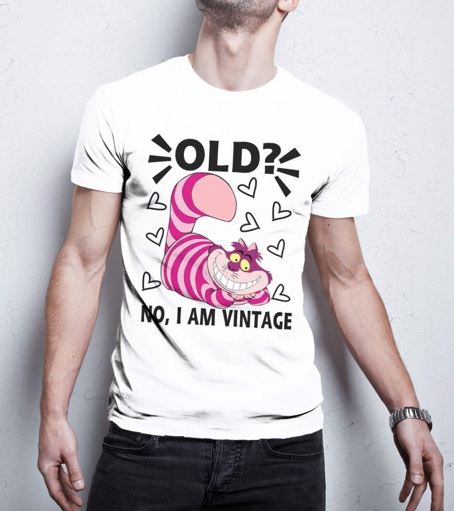 OLD NO I AM VINTAGE Cheshire Cat Hearts T-Shirt