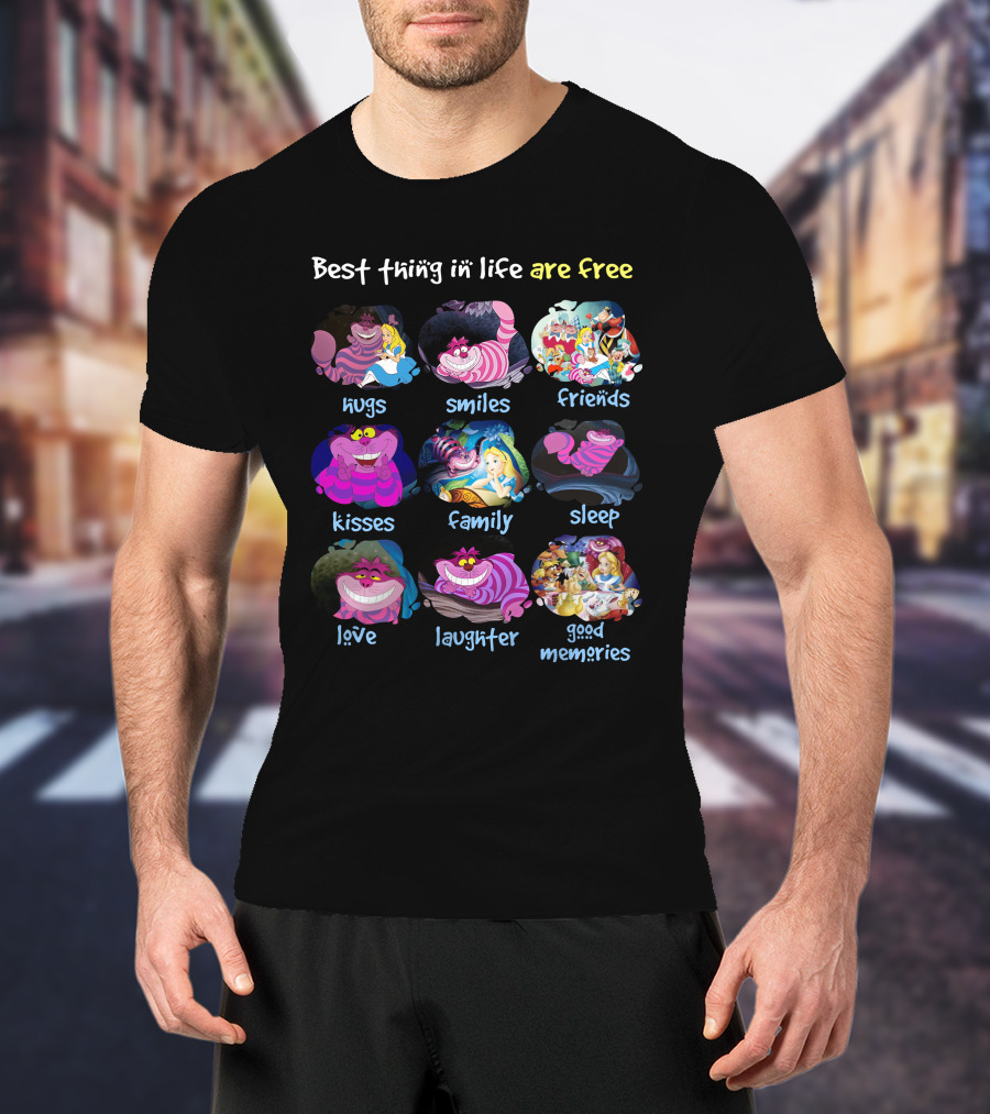 Best Thing In Life Are Free Hugs Smiles Friends Kisses Family Sleep Love Laughter Good Memories T-Shirt