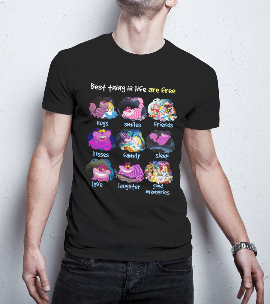 Best Thing In Life Are Free Hugs Smiles Friends Kisses Family Sleep Love Laughter Good Memories T-Shirt