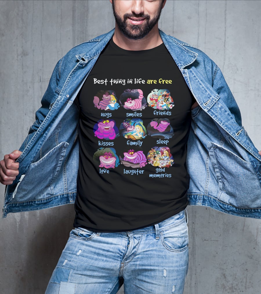 Best Thing In Life Are Free Hugs Smiles Friends Kisses Family Sleep Love Laughter Good Memories T-Shirt