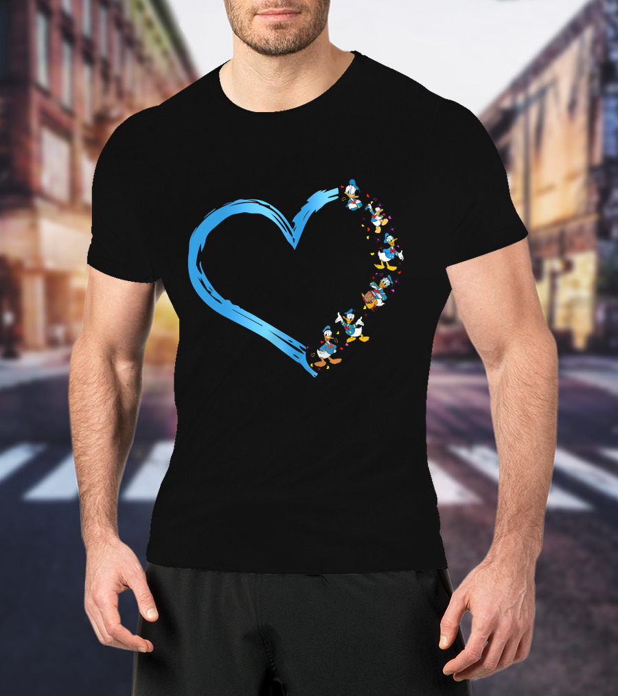Donald Heart Blue Brushstroke Character Sequence T-Shirt