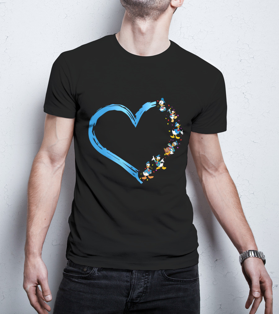 Donald Heart Blue Brushstroke Character Sequence T-Shirt