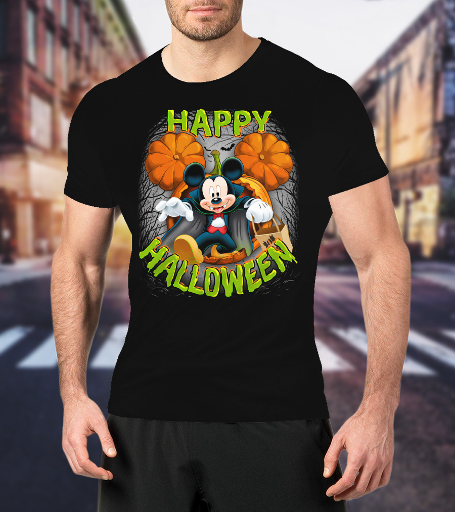 Happy Halloween Mickey Pumpkin Trick-or-Treating T-Shirt