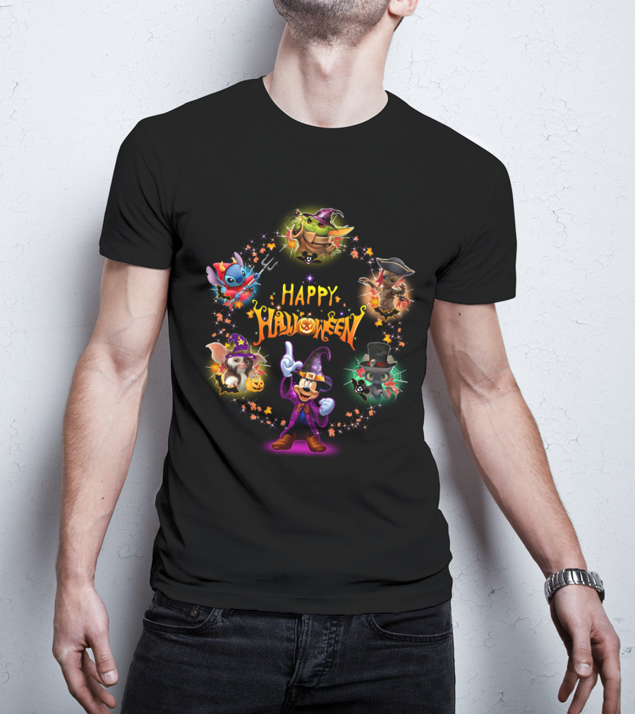 Happy Halloween Baby Yoda Friends Disney Characters T-Shirt