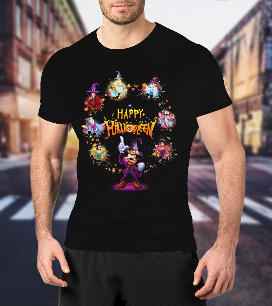 Happy Halloween Disney Mickey Mouse Cinderella Witch Costumes T-Shirt