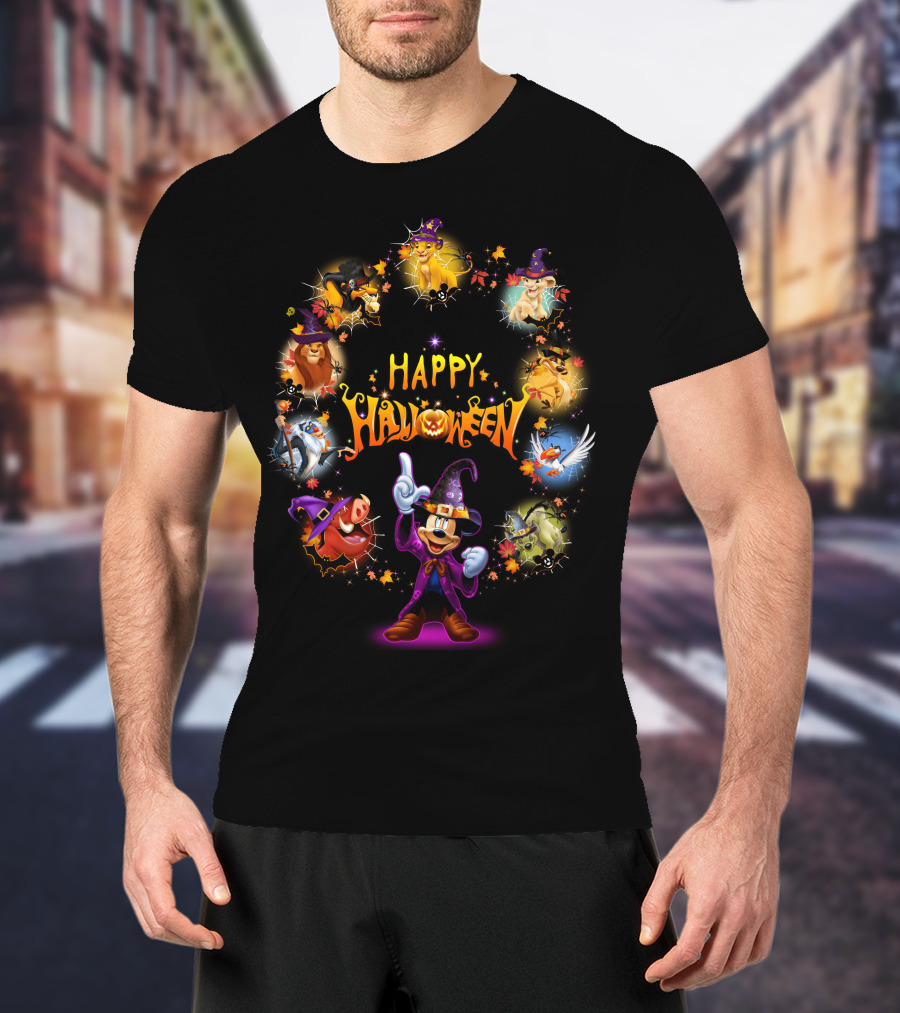 Happy Halloween Lion King Disney Characters Magic Circle T-Shirt