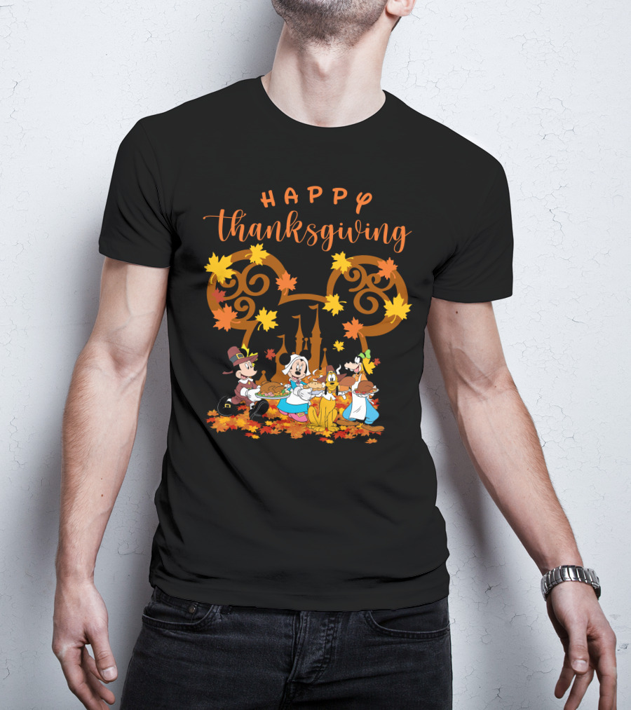 Happy Thanksgiving Mickey And Friends Disneyland Castle T-Shirt