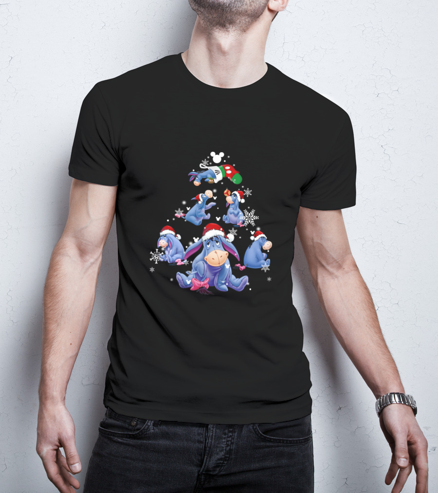 Eeyore Santa Hat Christmas Snowflakes Disney Holiday Magic T-Shirt