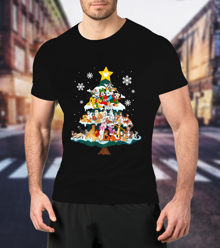 Disney Characters Christmas Tree Snowflakes T-Shirt