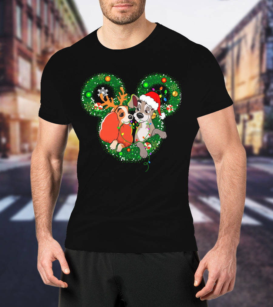 LD And TT Christmas Mickey Shape Candy Cane Lights Reindeer Hat T-Shirt