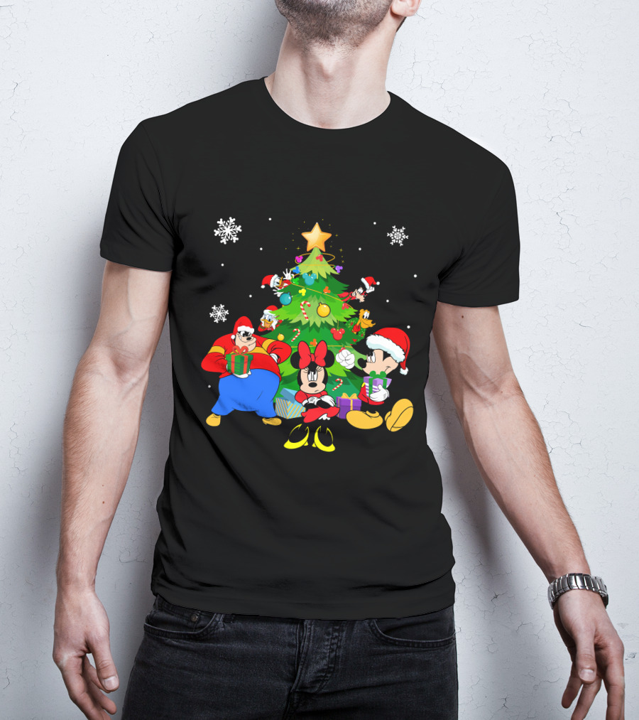 MK And Friends Christmas Tree Holiday Celebration With Gifts And Snowflakes T-Shirt