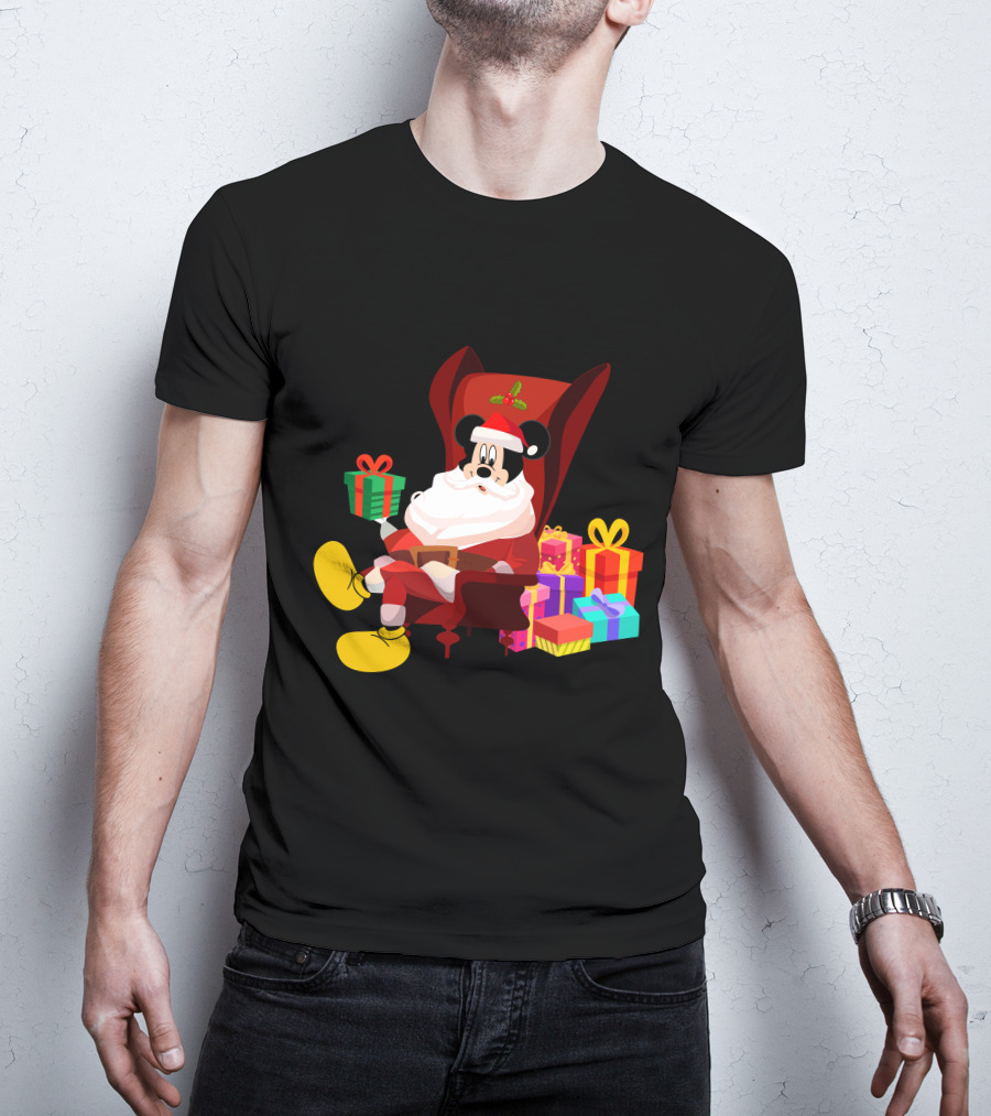 MK Santa Christmas Mickey Mouse With Gifts Iconic Disney Holiday T-Shirt
