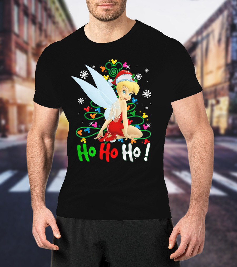 Tinker Bell Ho Ho Ho Mickey Mouse Ears Christmas Tree T-Shirt