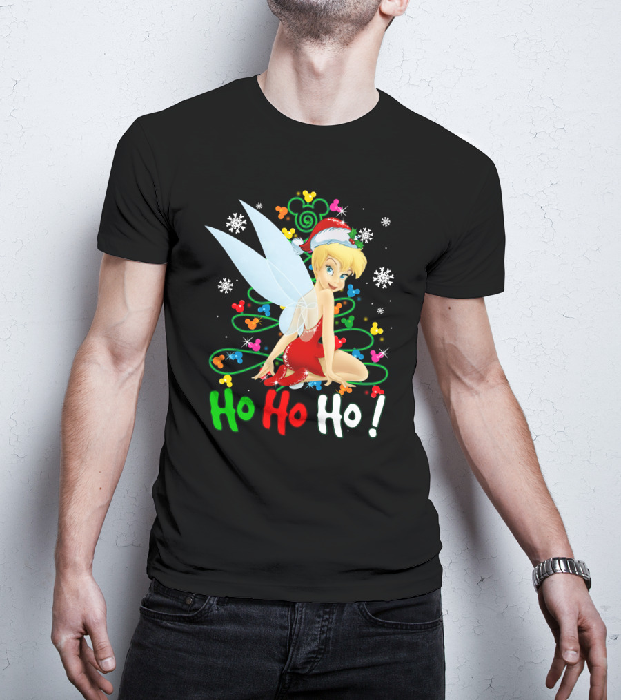 Tinker Bell Ho Ho Ho Mickey Mouse Ears Christmas Tree T-Shirt