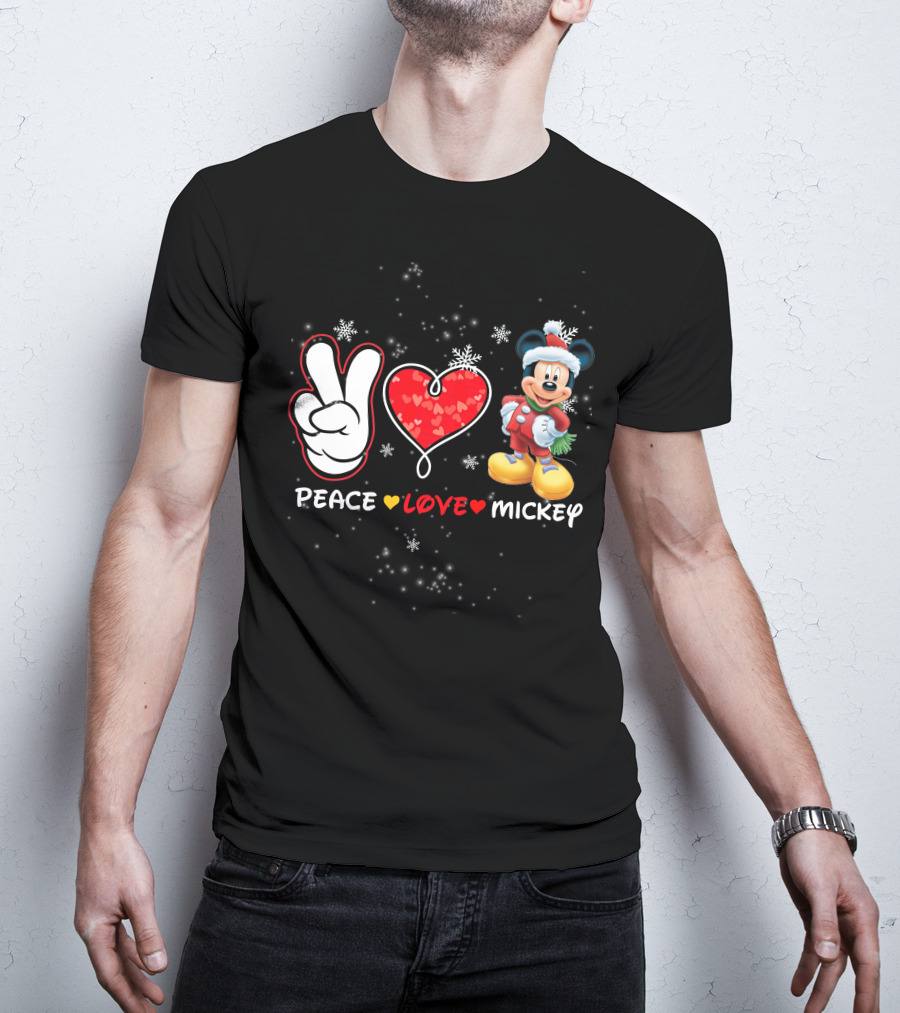 Peace Love Mickey Christmas T-Shirt