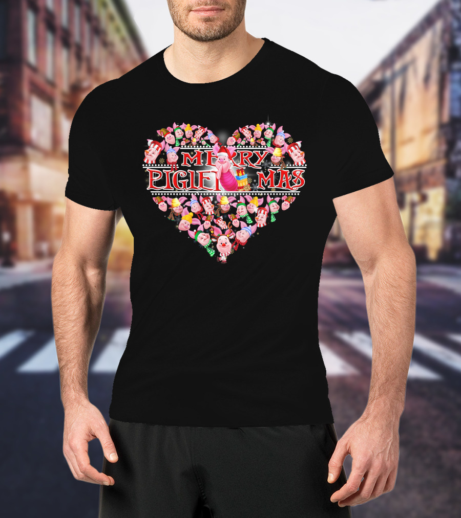 Merry Pigletmas Heart Christmas T-Shirt