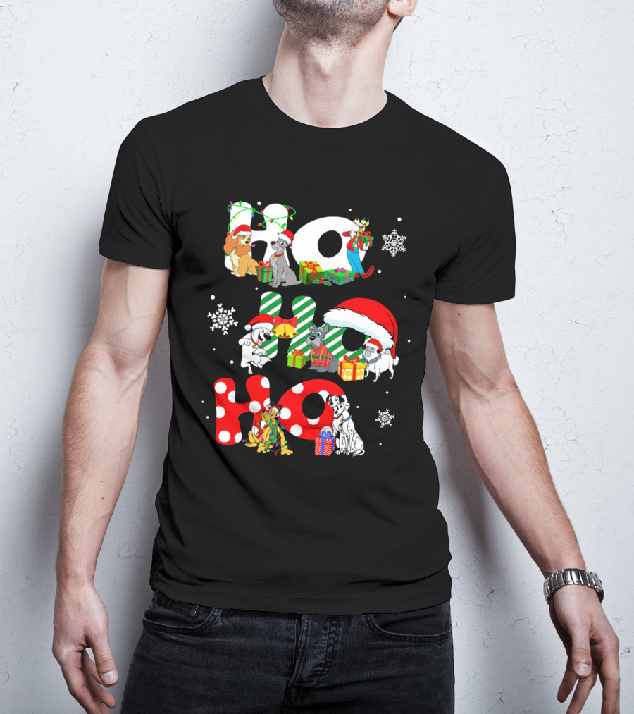 Disney Dog Christmas Ho Ho Ho Characters Holiday Cheer T-Shirt