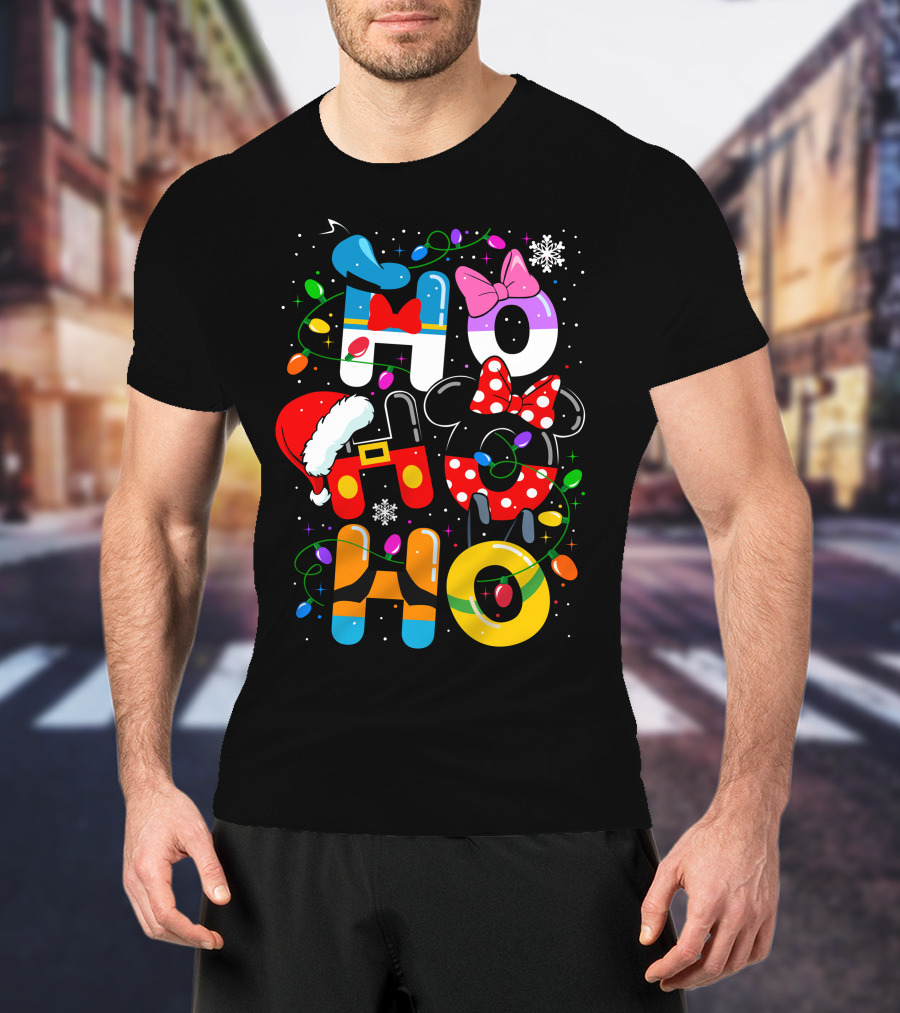 Disney Hohoho Christmas Lights Mickey Minnie Decorations T-Shirt