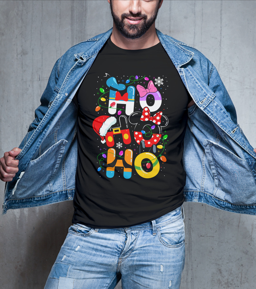 Disney Hohoho Christmas Lights Mickey Minnie Decorations T-Shirt