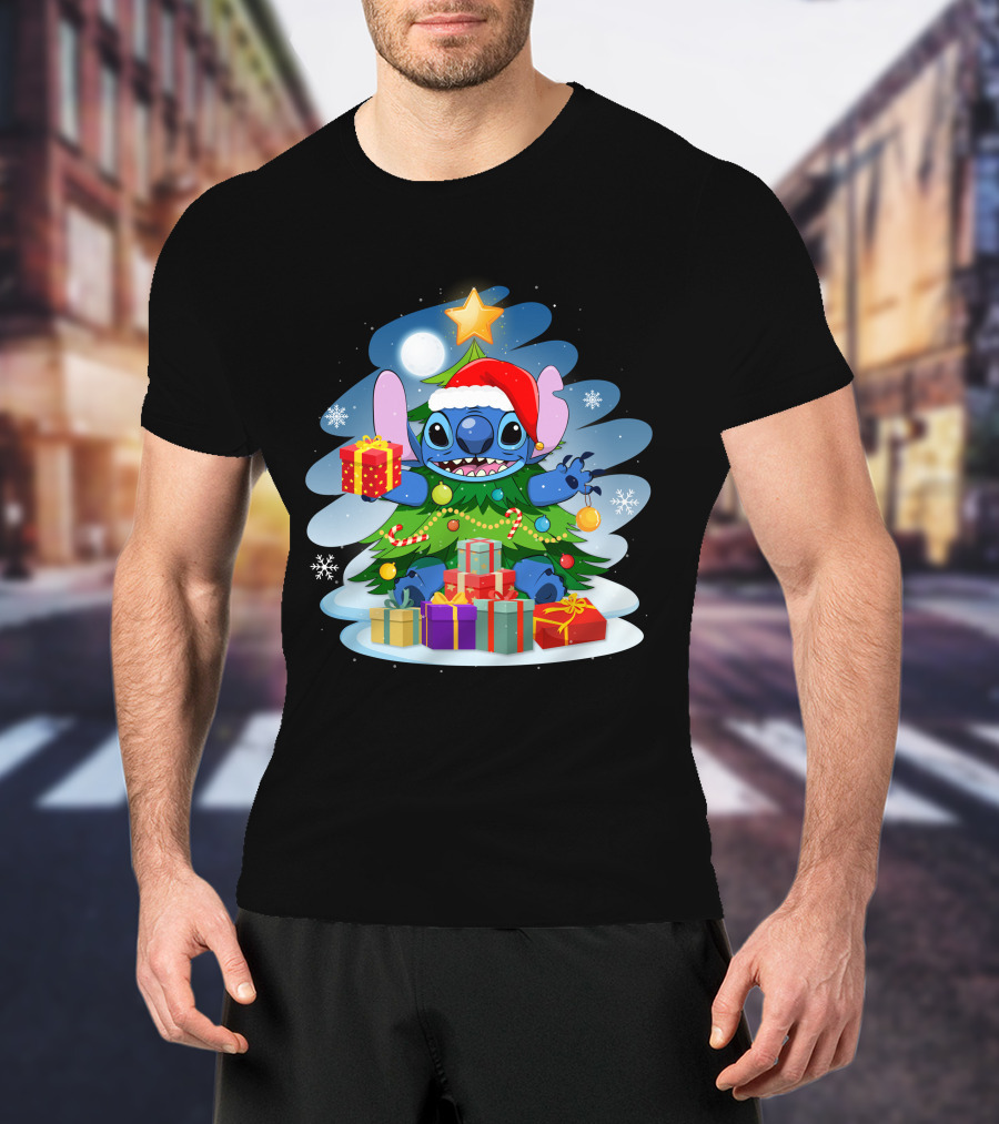 Stitch Christmas Tree Presents Holiday Cheer T-Shirt
