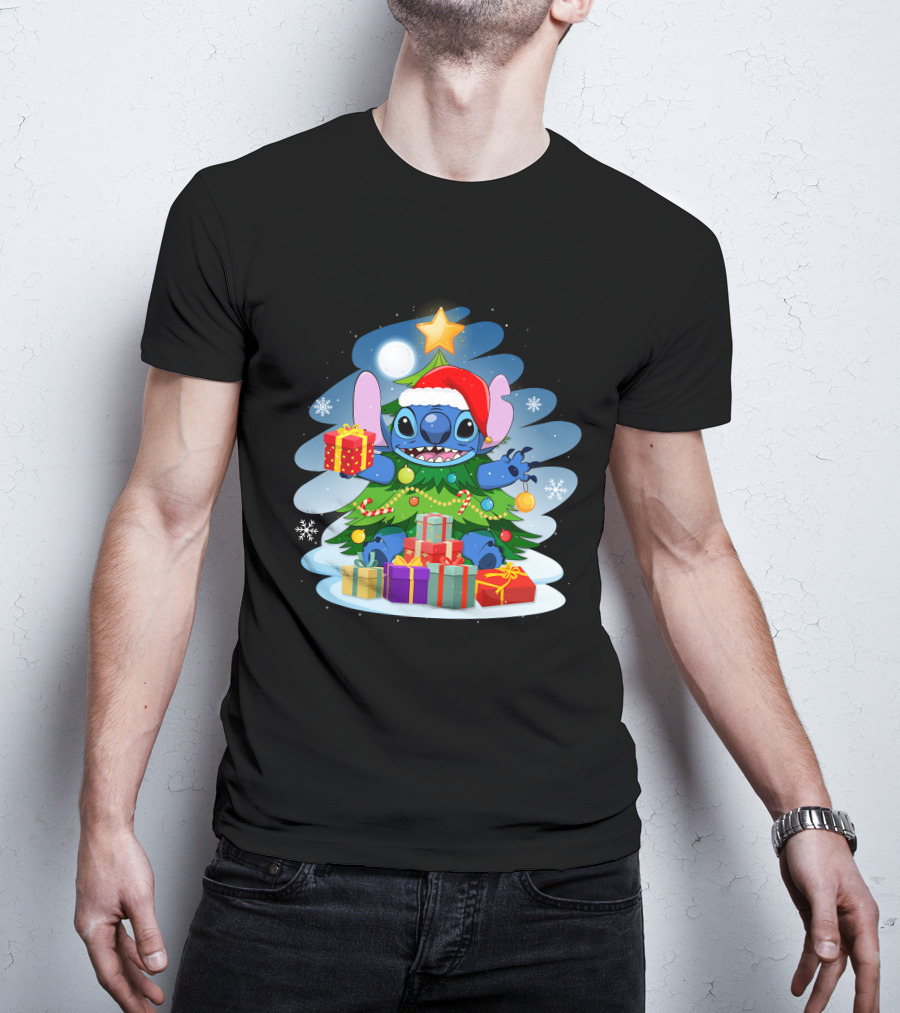 Stitch Christmas Tree Presents Holiday Cheer T-Shirt