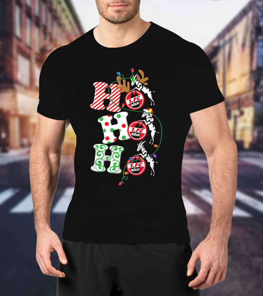 1. FC Köln HoHoHo Christmas Reindeer Lights T-Shirt