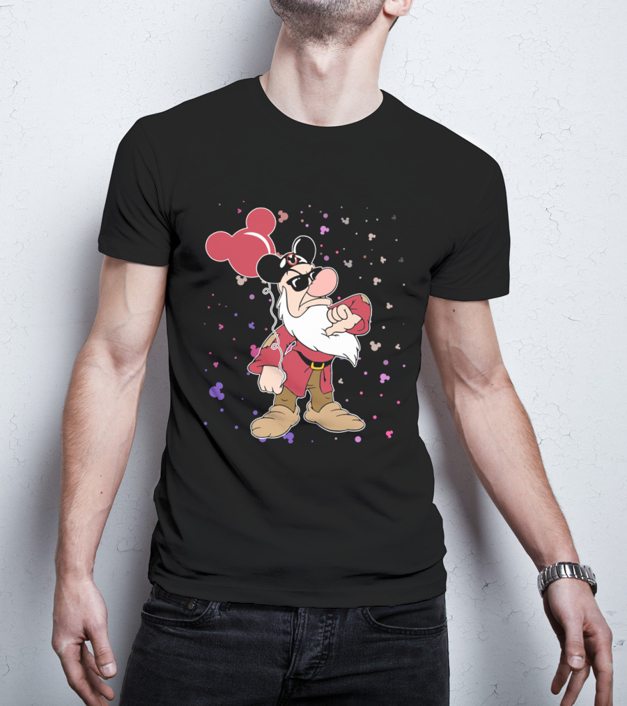 Grumpy With Mouse Ears Balloon And Confetti T-Shirt